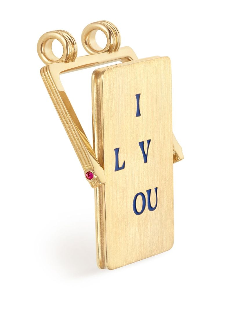 18k Yellow Gold I Love You Spinner Scapular Necklace