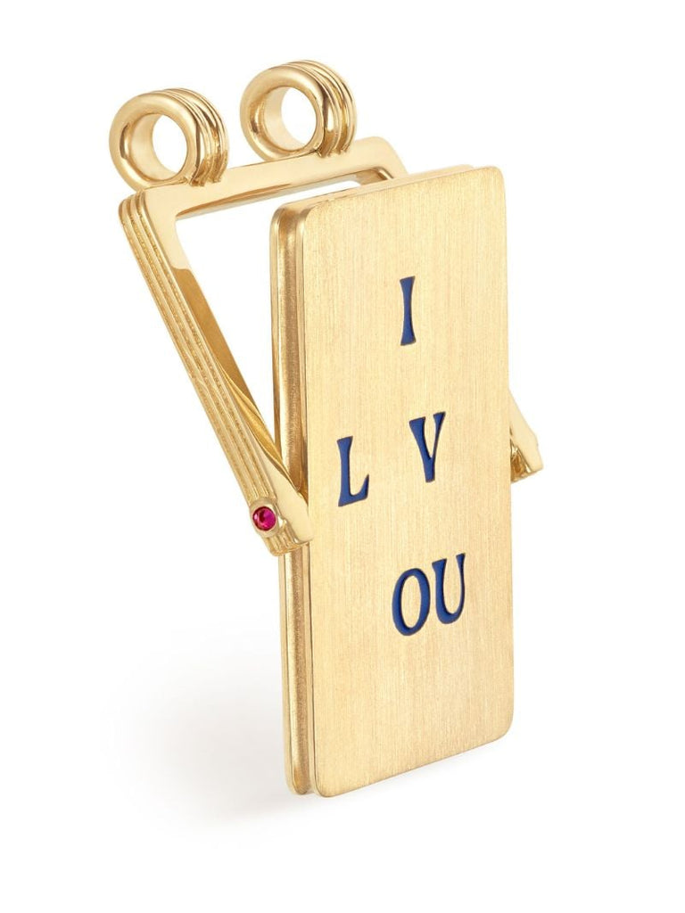 18k Yellow Gold I Love You Spinner Scapular Necklace