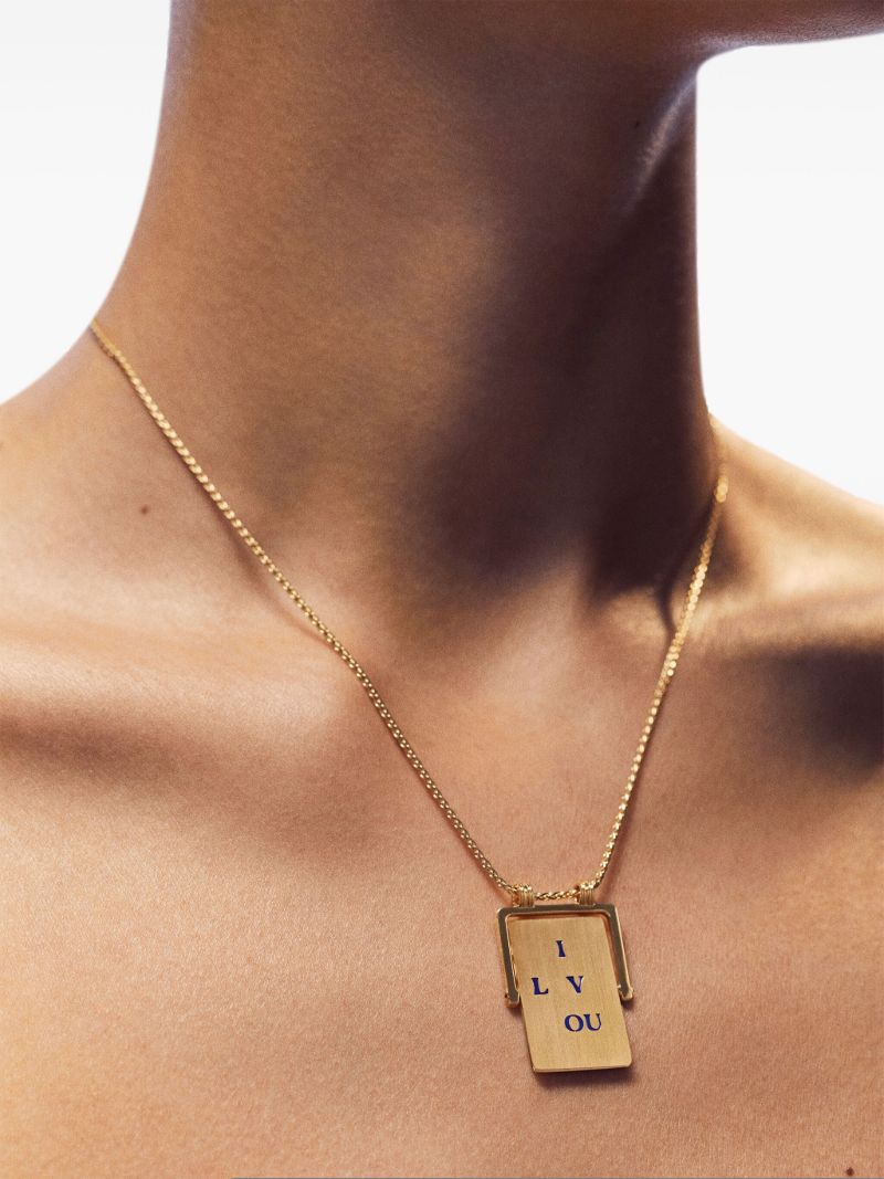 18k Yellow Gold I Love You Spinner Scapular Necklace