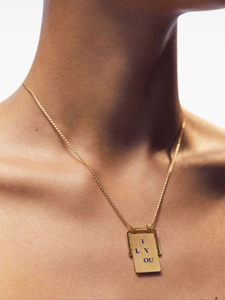 18k Yellow Gold I Love You Spinner Scapular Necklace