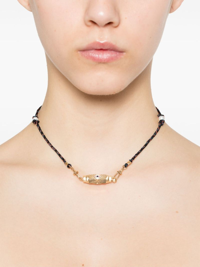 14k Yellow Gold Baby Evil Eye Locket Necklace