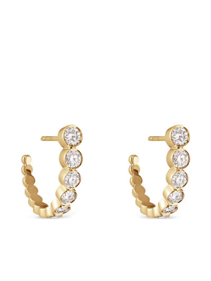 18kt Yellow Gold Diamond Hoop Earrings