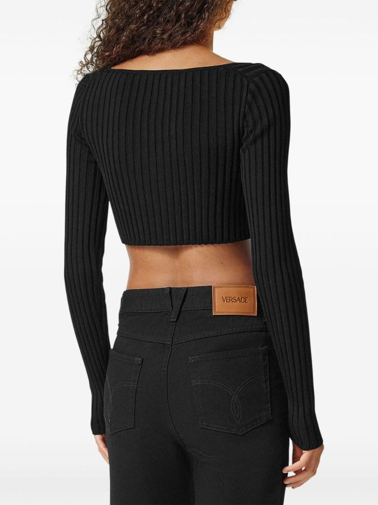 Safety Pin Ribbed-knit Cardigan