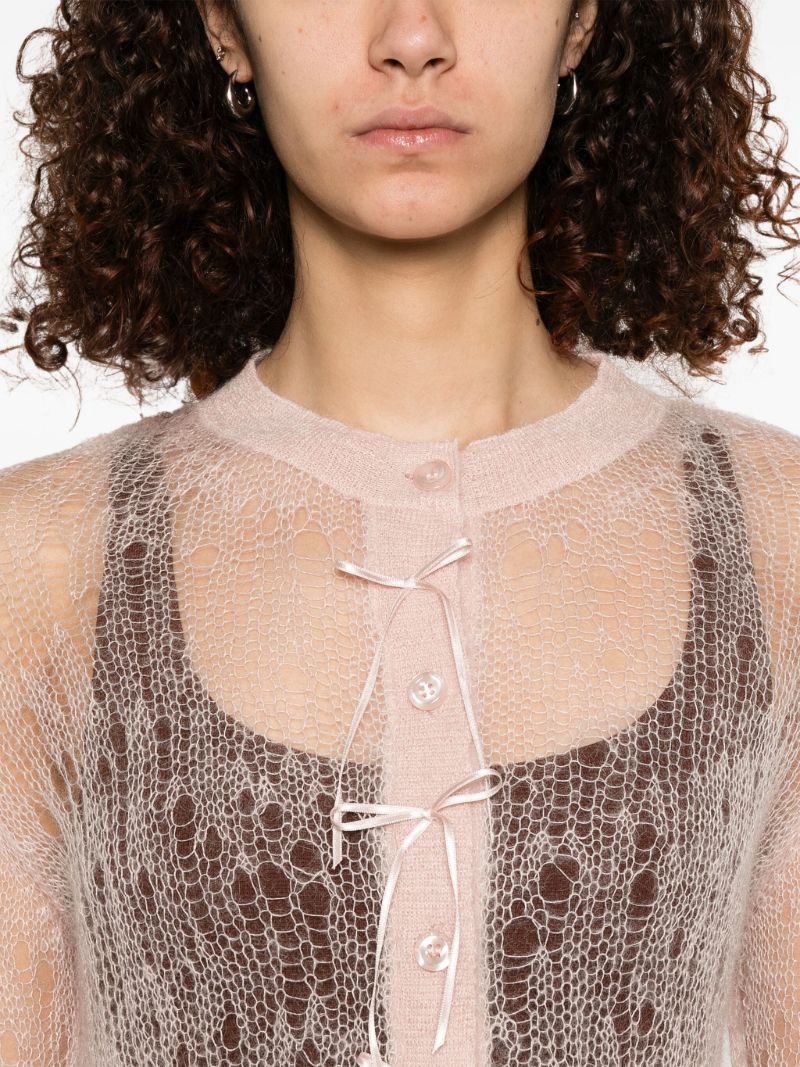 Pink Bow-detailing Cardigan