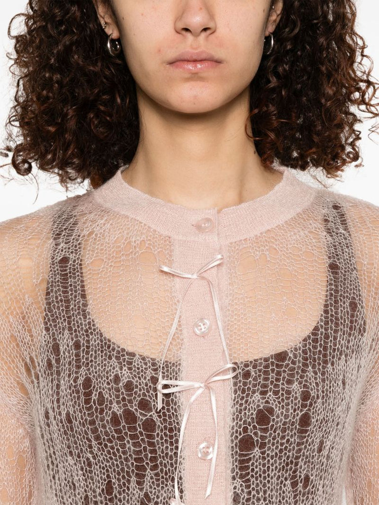 Pink Bow-detailing Cardigan