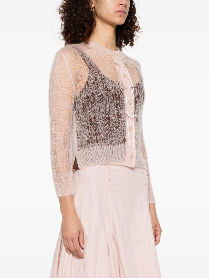 Pink Bow-detailing Cardigan