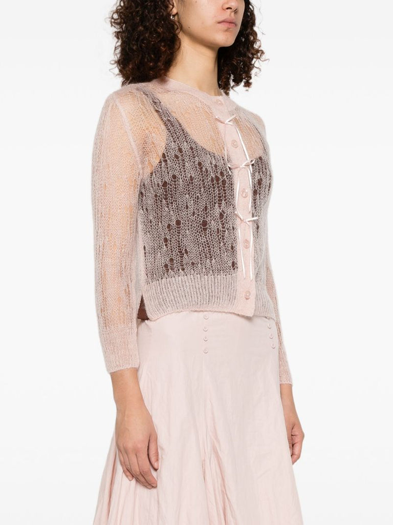 Pink Bow-detailing Cardigan
