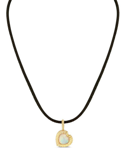 18k Yellow Gold Heart Opal Necklace