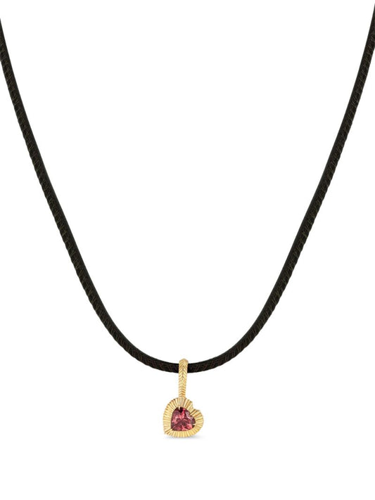 18k Yellow Gold Heart Tourmaline Necklace