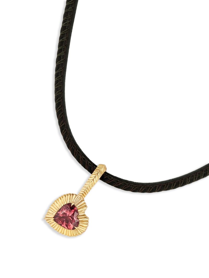 18k Yellow Gold Heart Tourmaline Necklace