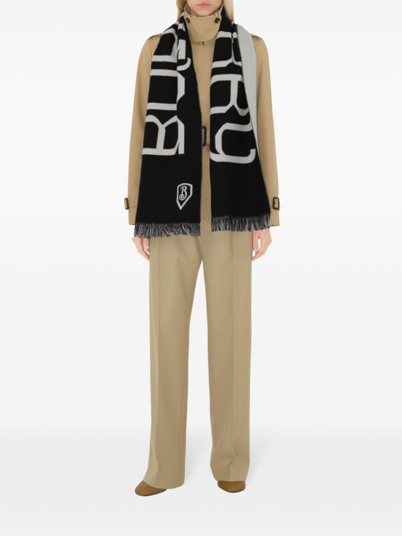Logo-intarsia Wool Scarf
