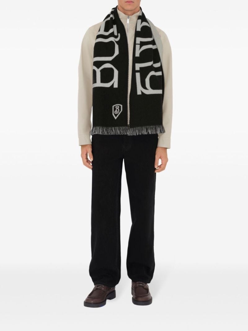 Logo-intarsia Wool Scarf