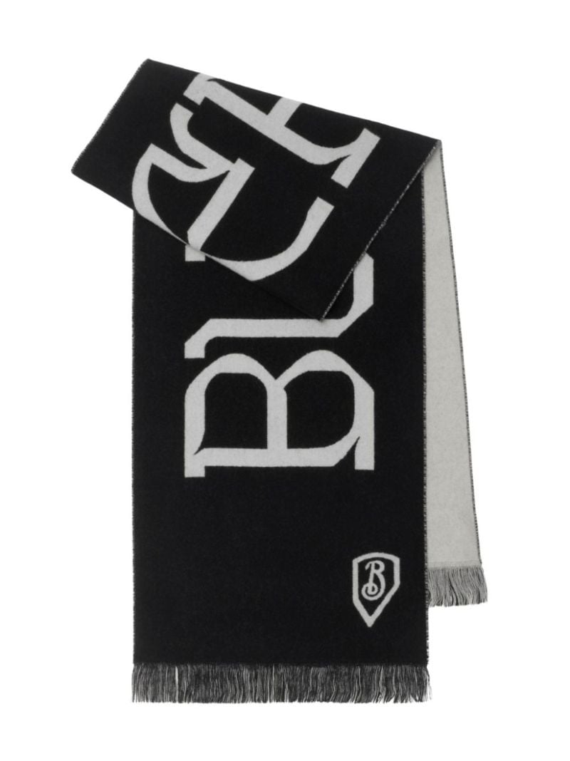 Logo-intarsia Wool Scarf