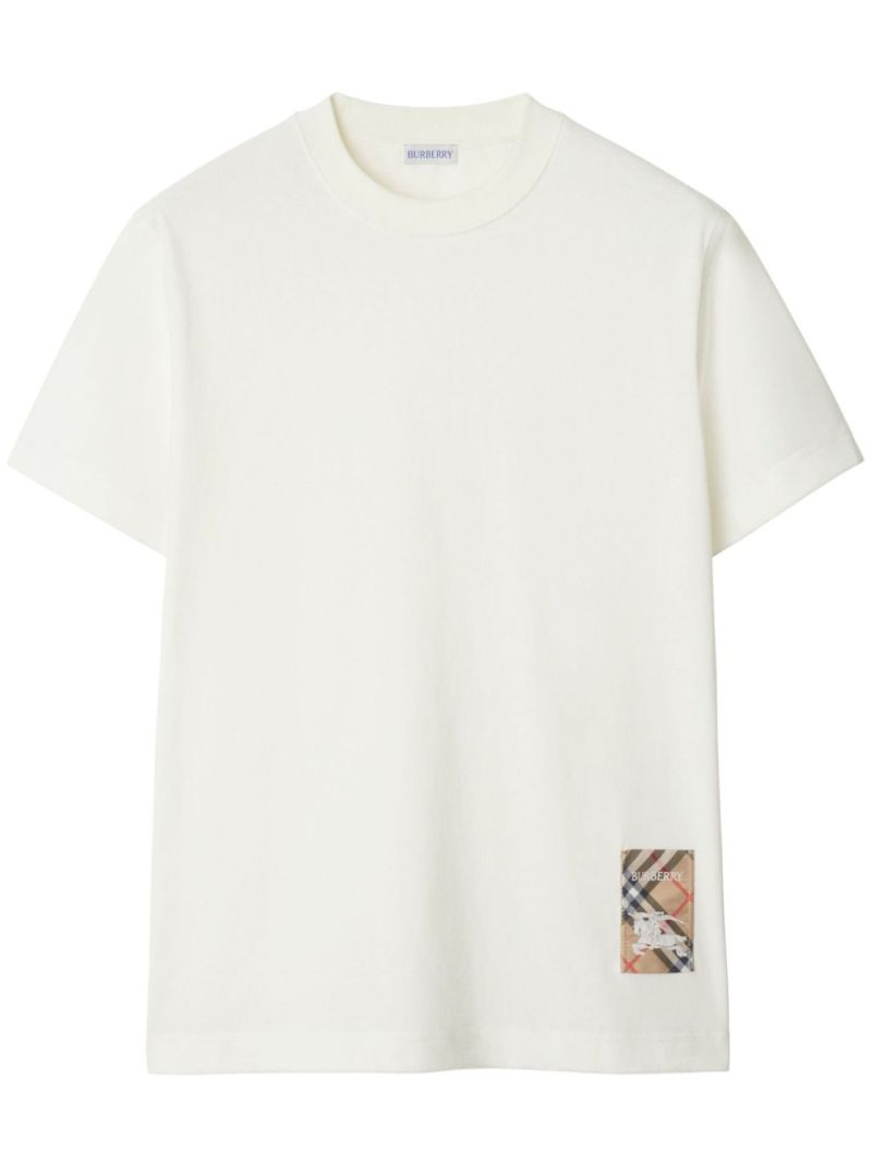 Check-lapel Cotton T-shirt