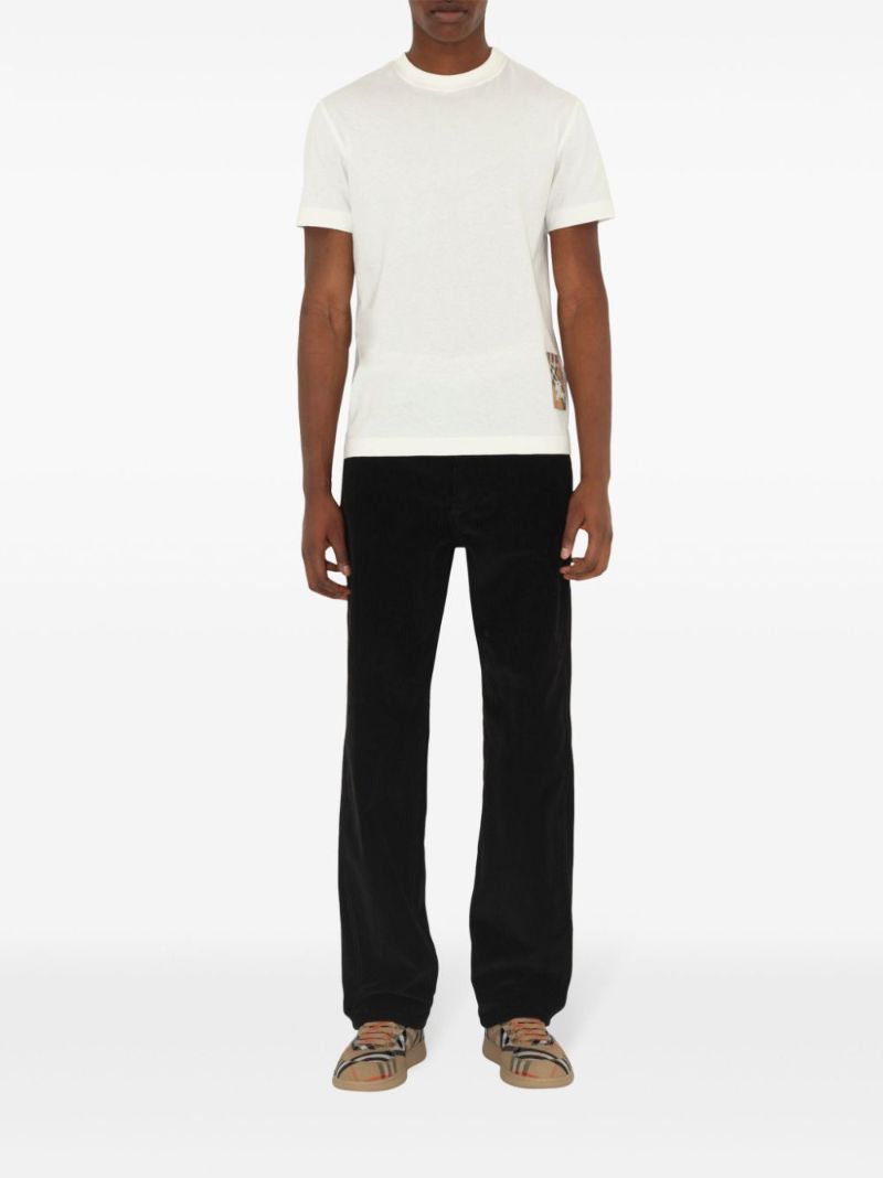 Check-lapel Cotton T-shirt