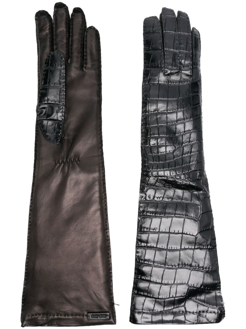 Black Crocodile-effect Gloves