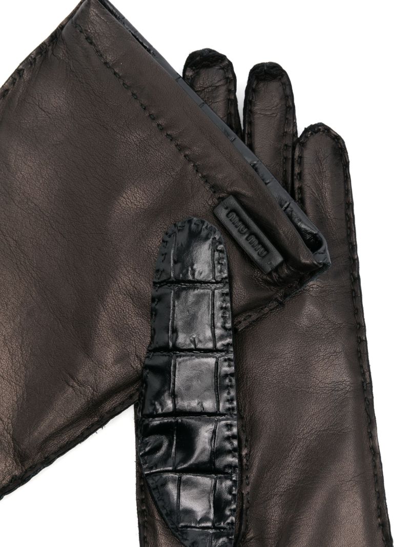 Black Crocodile-effect Gloves