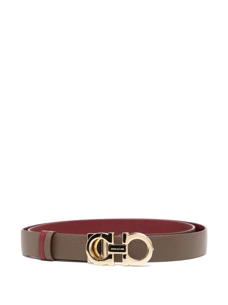 Brown Reversible Leather Gancini Belt