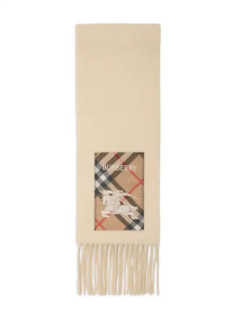 Neutrals Check Label Scarf