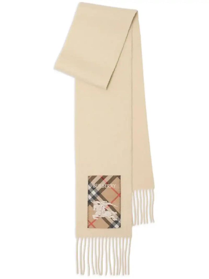 Neutrals Check Label Scarf