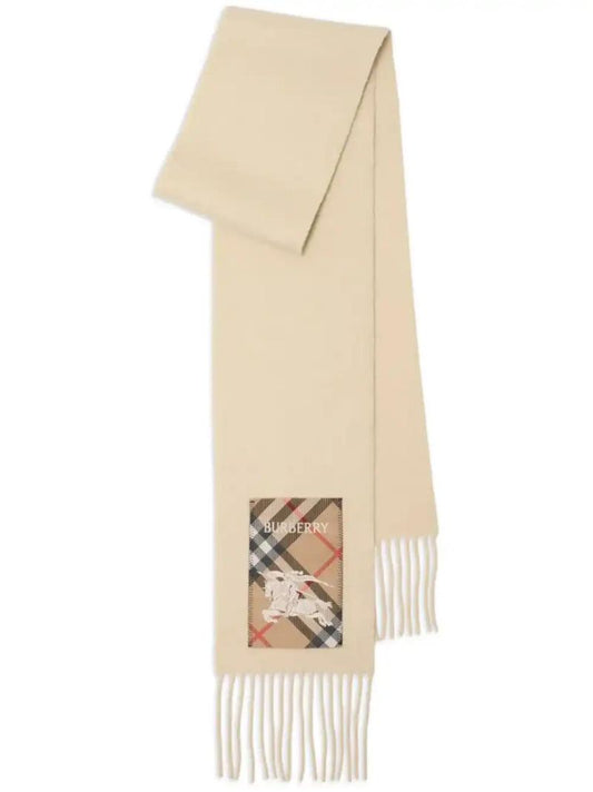 Neutrals Check Label Scarf