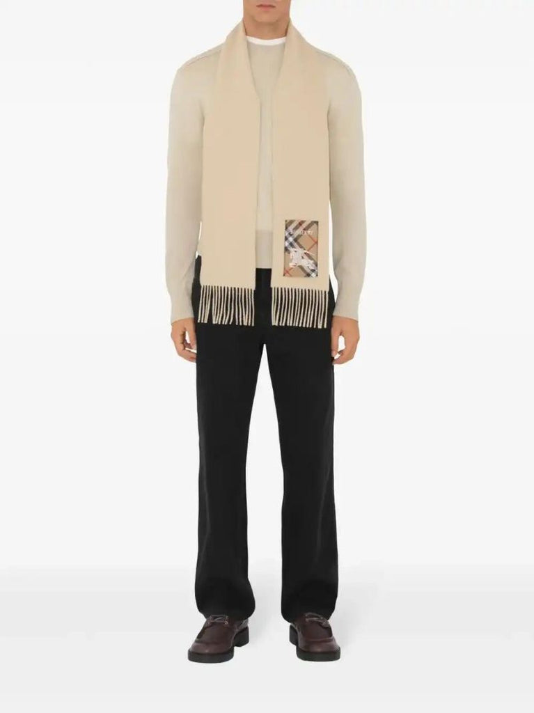 Neutrals Check Label Scarf