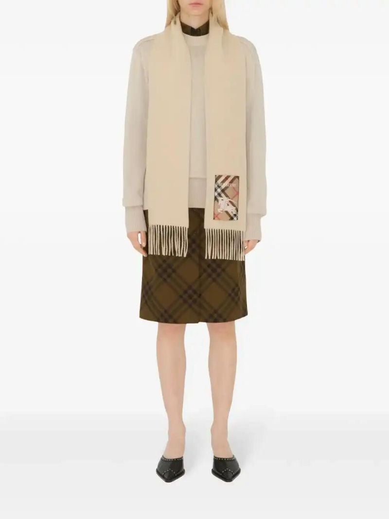 Neutrals Check Label Scarf