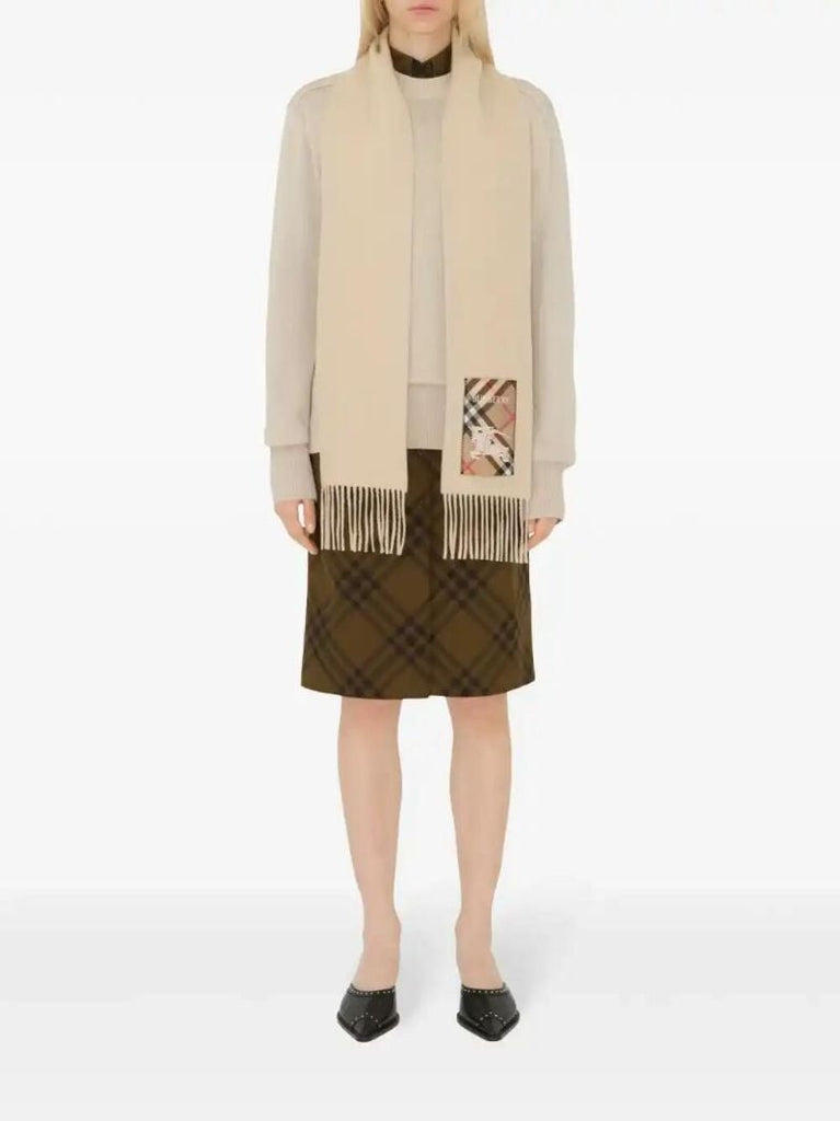 Neutrals Check Label Scarf