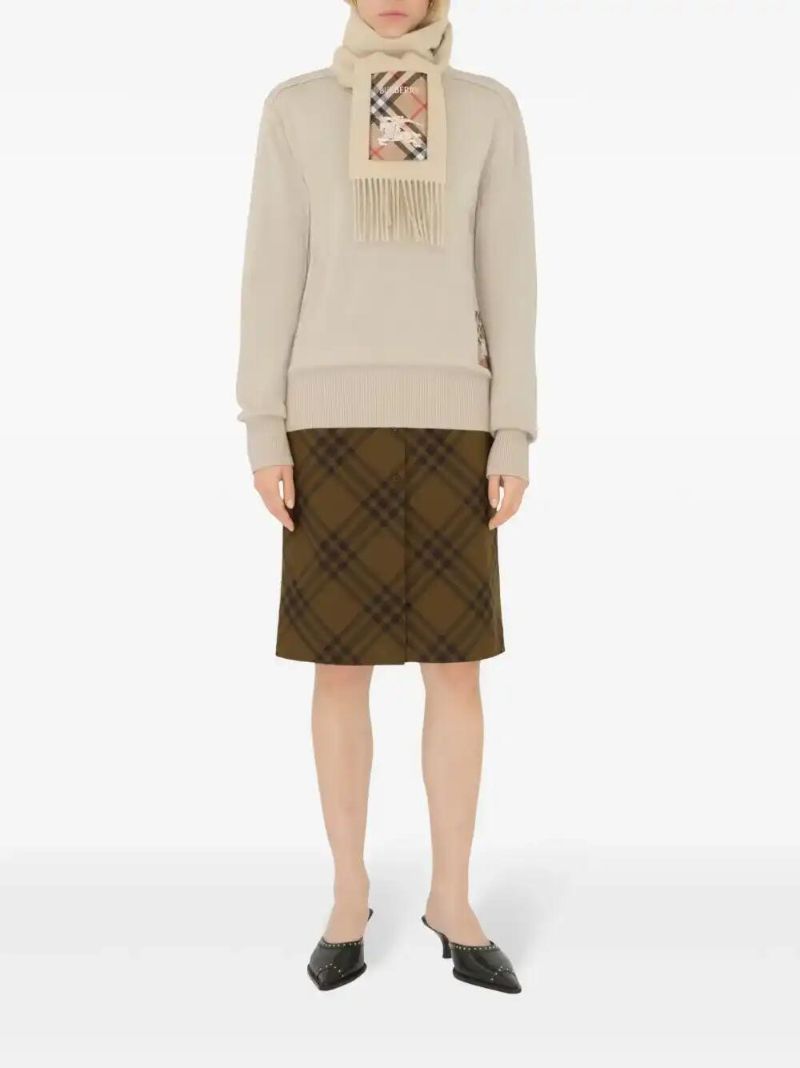 Neutrals Check Label Scarf