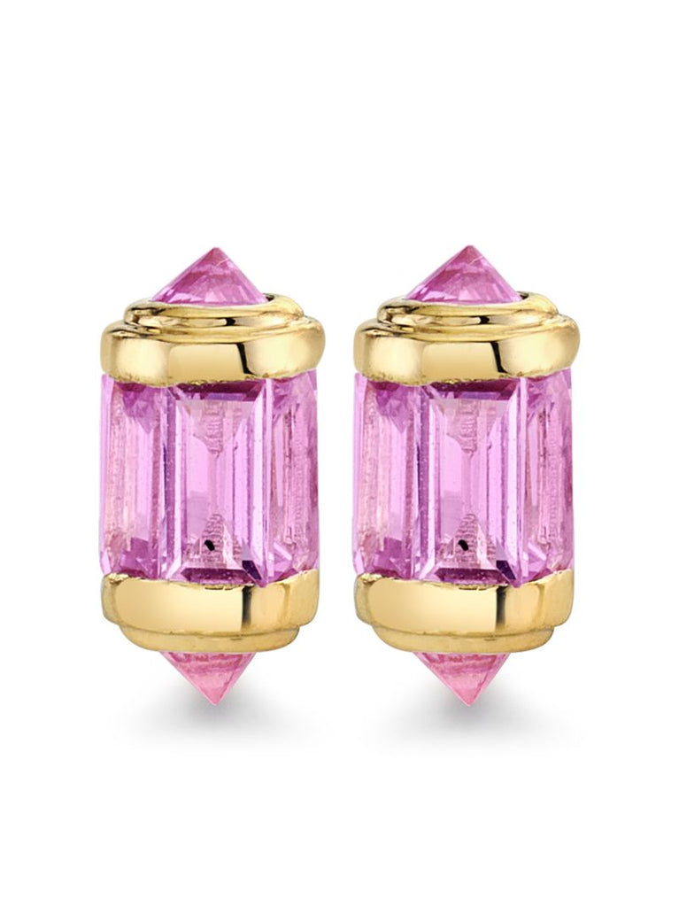 18k Yellow Gold Ripple Sapphire Earrings