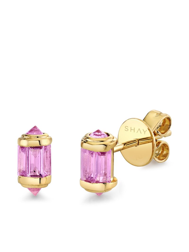 18k Yellow Gold Ripple Sapphire Earrings