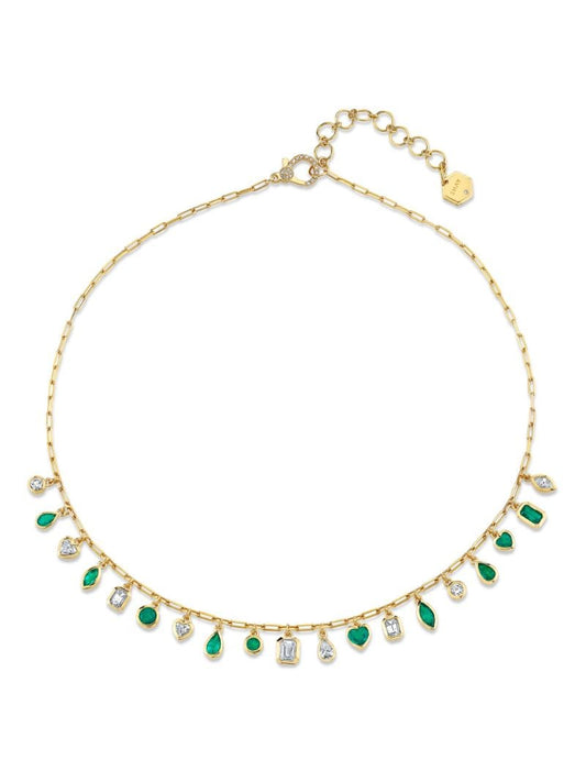 18k Yellow Gold Mixed Drop Diamond Necklace