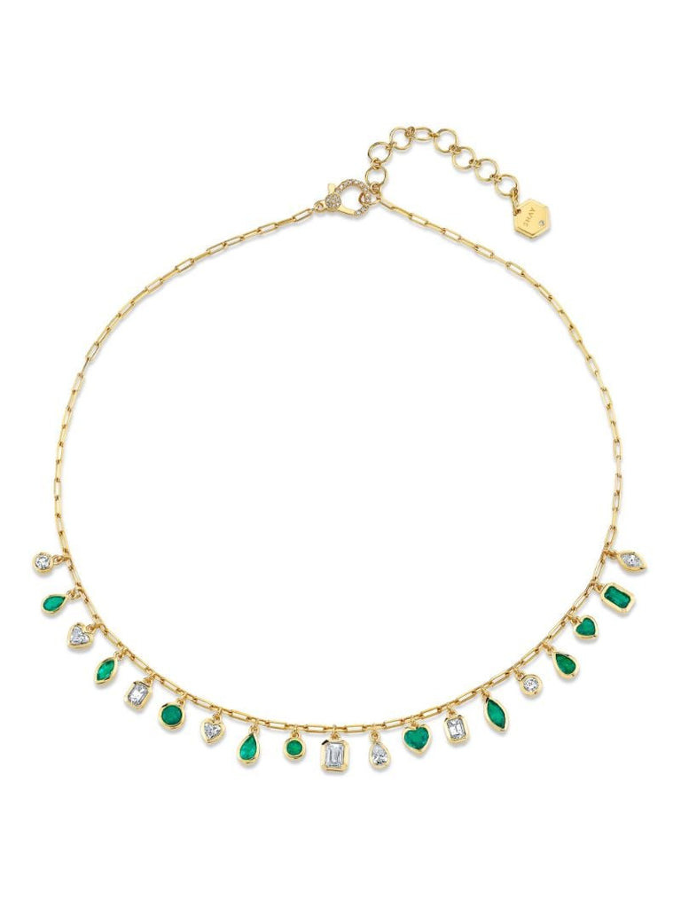 18k Yellow Gold Mixed Drop Diamond Necklace