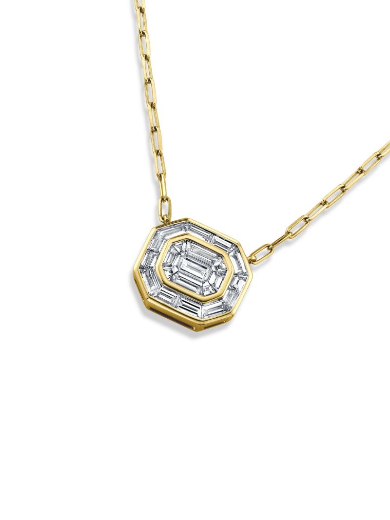 18k Yellow Gold Illusion Diamond Necklace