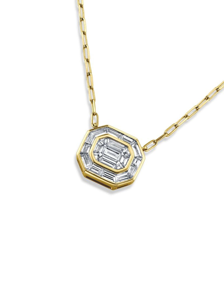 18k Yellow Gold Illusion Diamond Necklace