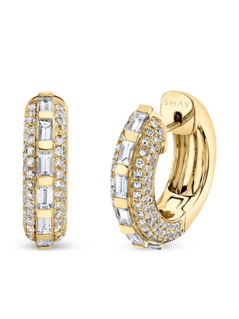 18k Yellow Gold Diamond Huggie Earrings