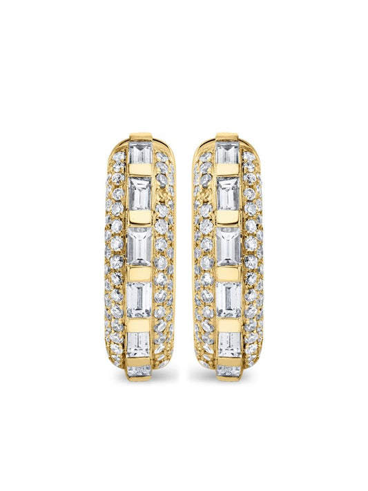18k Yellow Gold Diamond Huggie Earrings