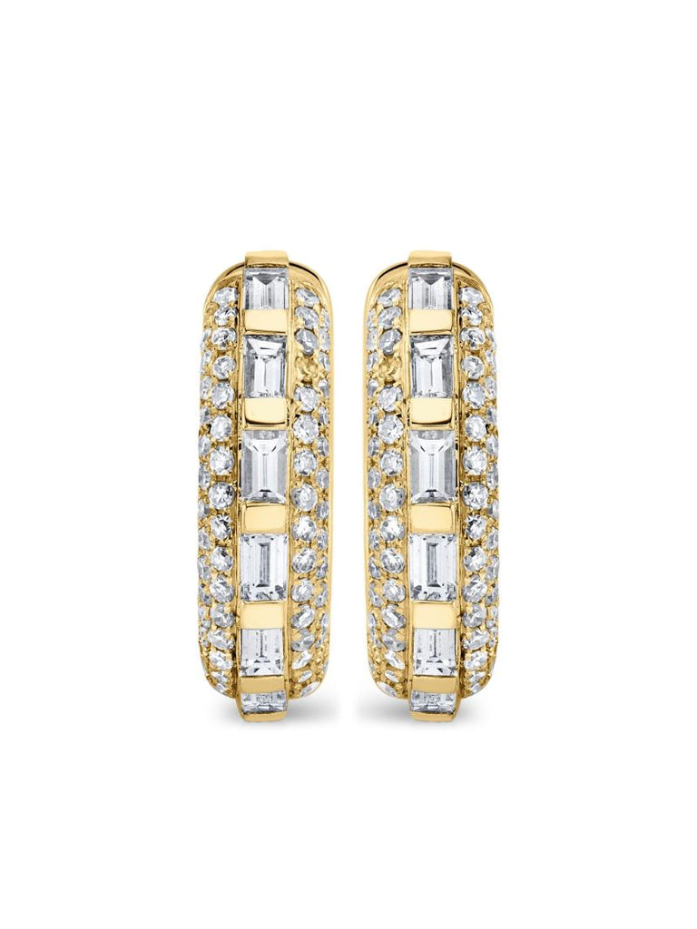18k Yellow Gold Diamond Huggie Earrings