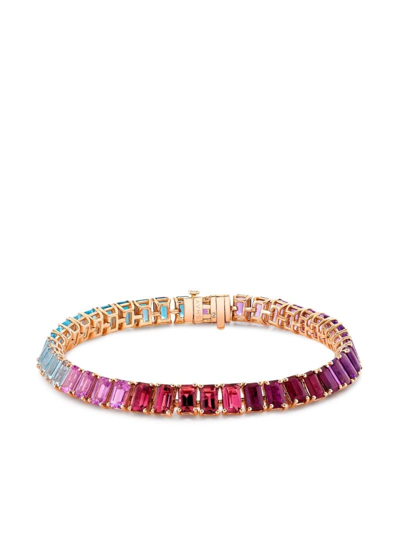 18k Rose Gold Rainbow Pastel Gemstone Tennis Bracelet
