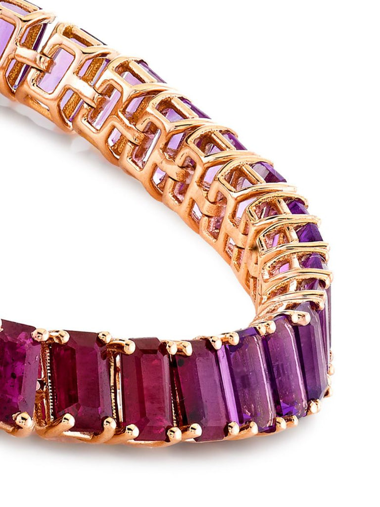 18k Rose Gold Rainbow Pastel Gemstone Tennis Bracelet