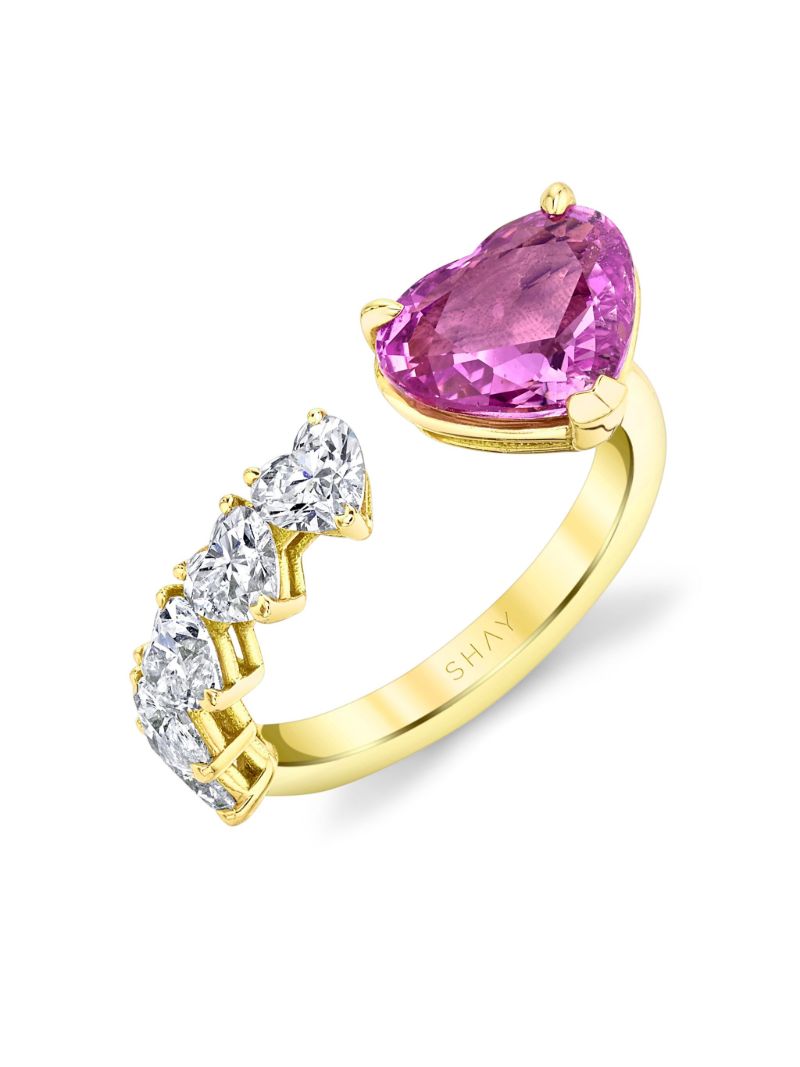 18k Yellow Gold Floating Diamond and Sapphire Ring