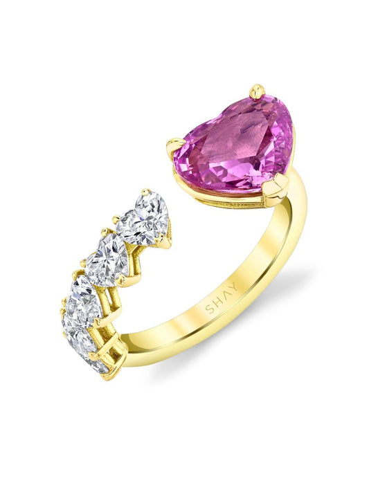 18k Yellow Gold Floating Diamond and Sapphire Ring