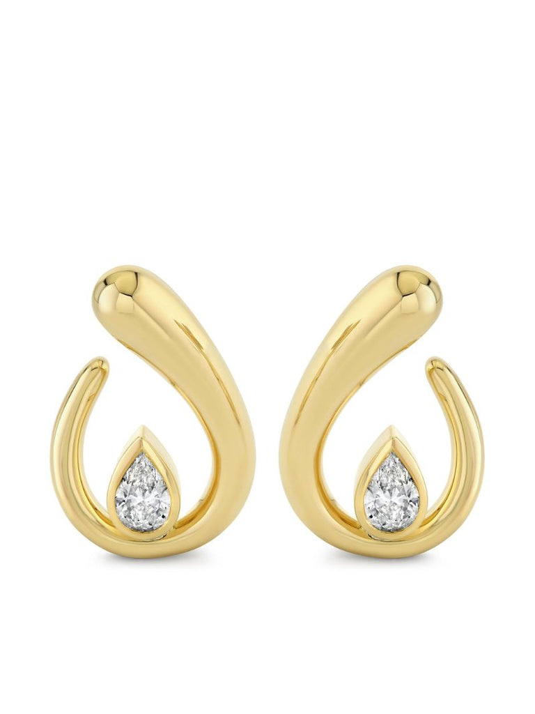 18k Yellow Gold Loop Diamond Earrings