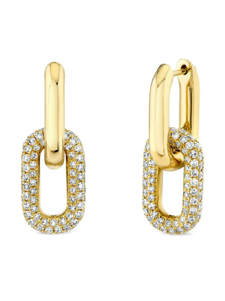 18k Yellow Gold Double Partial Diamond Earrings
