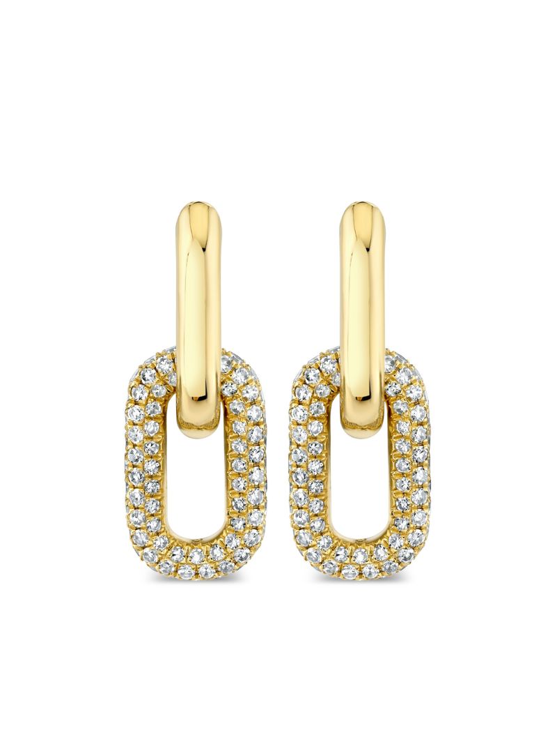 18k Yellow Gold Double Partial Diamond Earrings