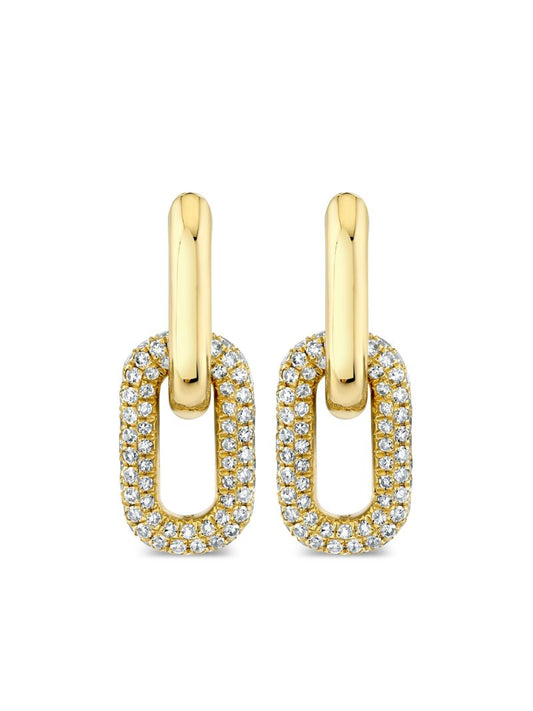 18k Yellow Gold Double Partial Diamond Earrings