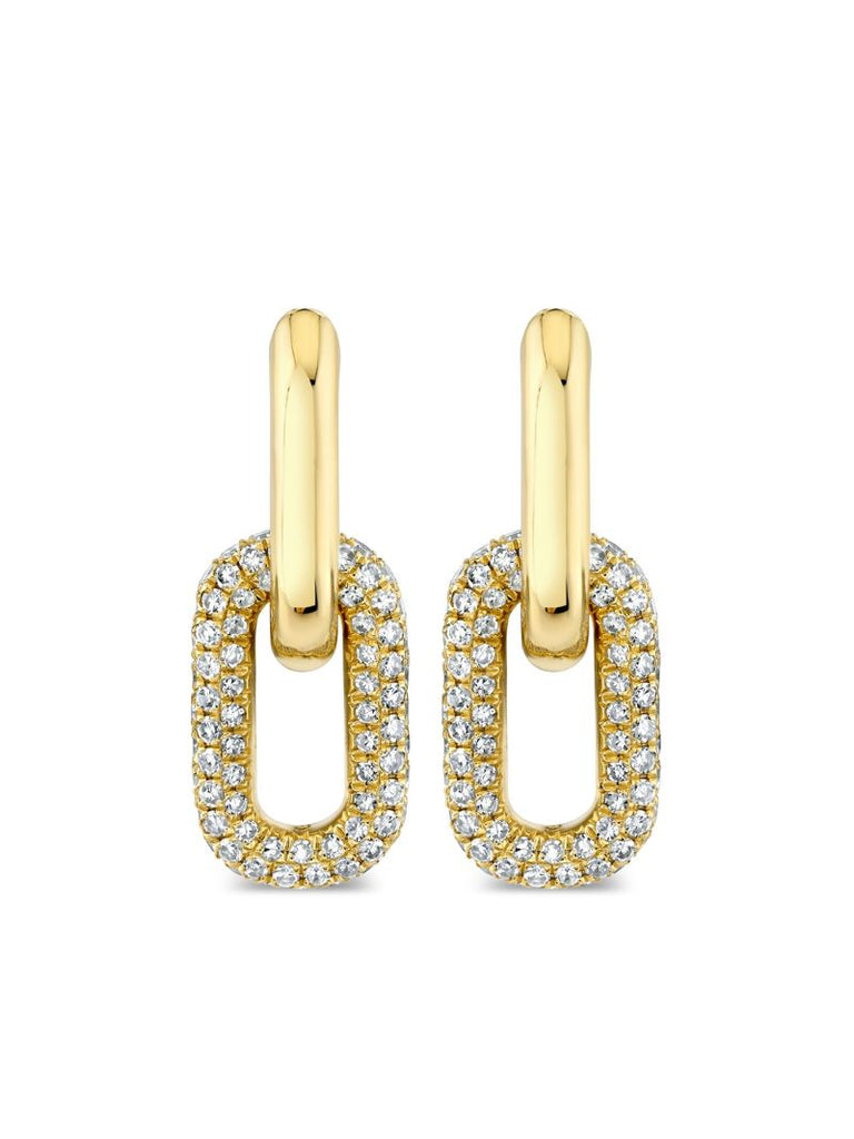 18k Yellow Gold Double Partial Diamond Earrings