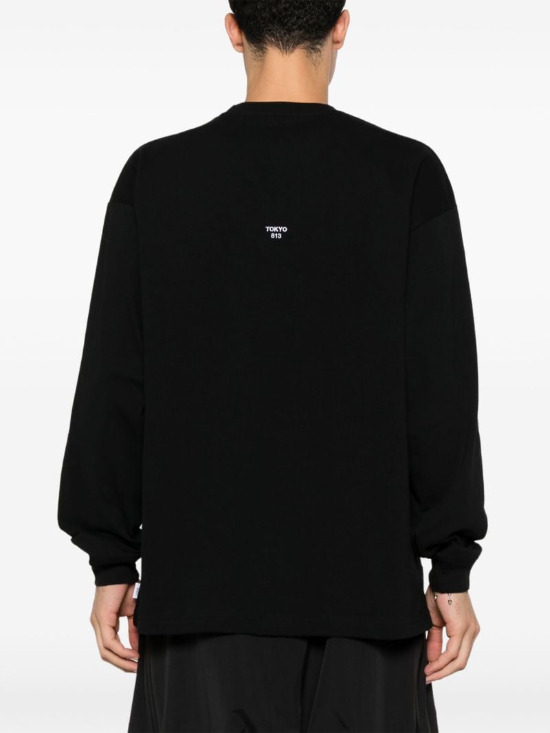 Black Slogan-embroidered T-shirt
