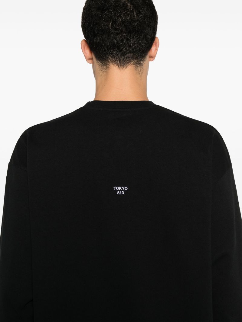 Black Slogan-embroidered T-shirt