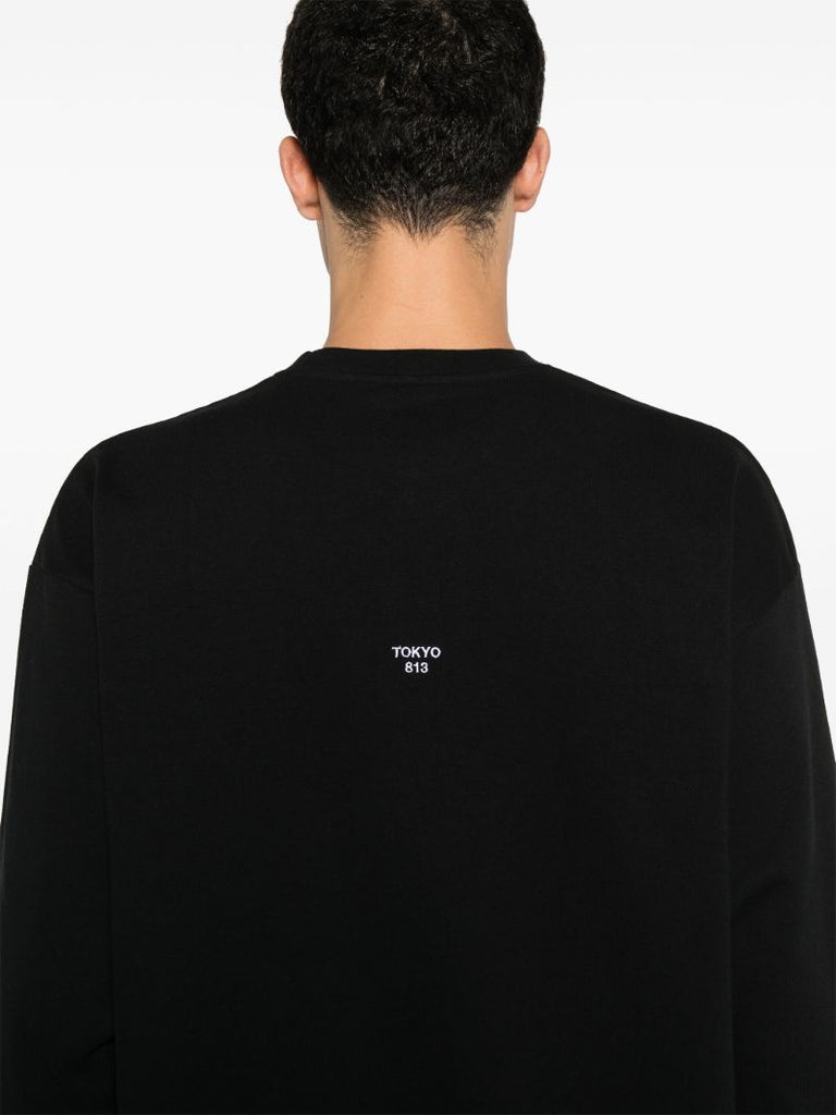 Black Slogan-embroidered T-shirt